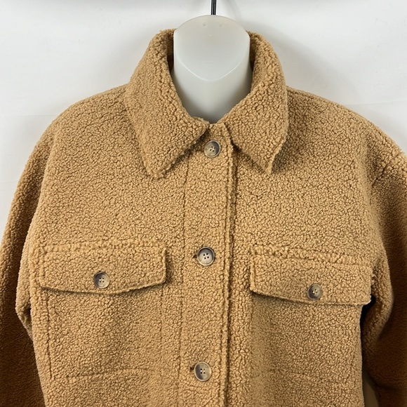 Joie Sherpa Fleece Teddy Shirt Brown Boxy Shacket Oversized Jacket Size S - NEW - Picture 3 of 9